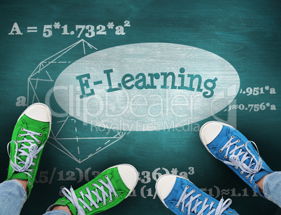 E-learning against green chalkboard