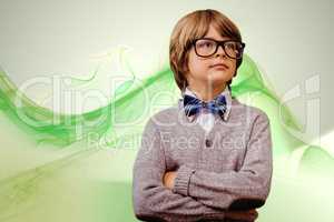 Composite image of cute pupil dressed up as teacher