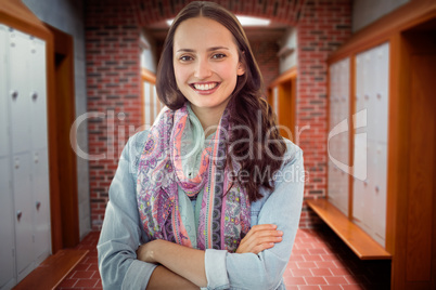 Composite image of casual woman