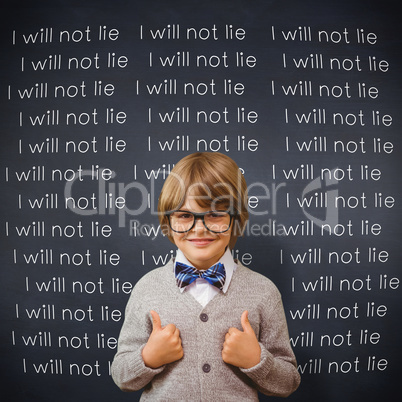 Composite image of cute pupil dressed up as teacher