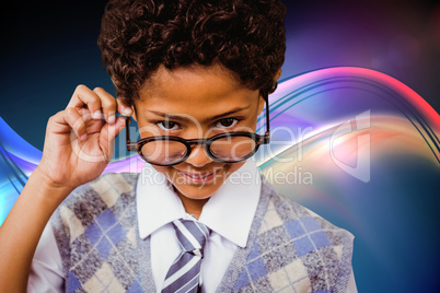 Composite image of pupil wearing glasses