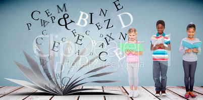 Composite image of elementary pupils reading