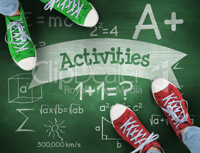 Activities against green chalkboard