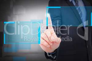 Composite image of mid section of businessman pointing something