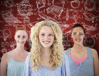 Composite image of beautiful tennage girls smiling