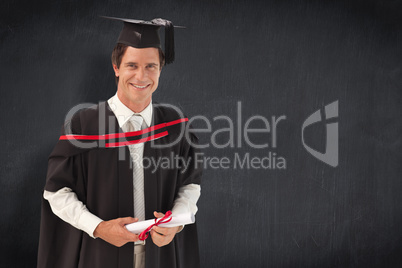 Composite image of man graduating from university