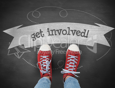 Get involved! against black background