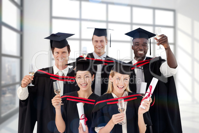 Composite image of group of people graduating from college