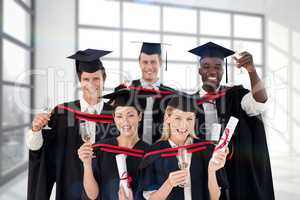 Composite image of group of people graduating from college