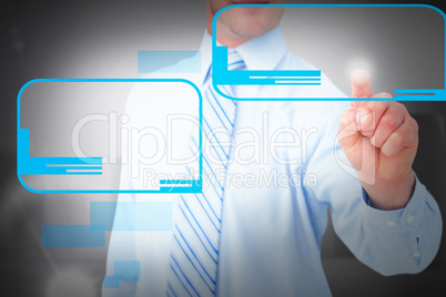 Composite image of businessman in shirt pointing with his finger