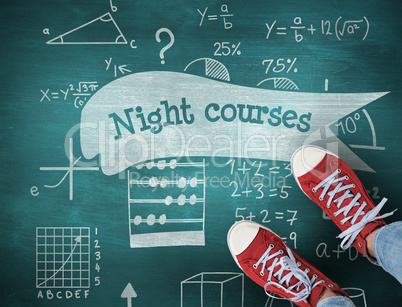 Night courses against green chalkboard