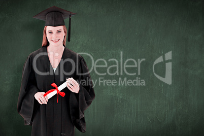 Composite image of teenage girl celebrating graduation