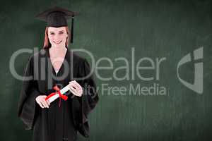 Composite image of teenage girl celebrating graduation