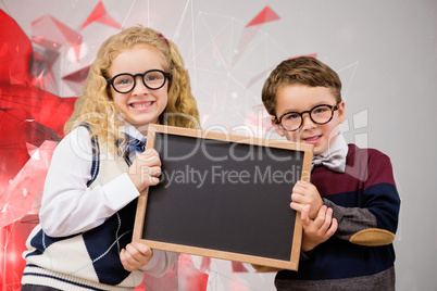 Composite image of pupils showing chalkboard Composite image of pupils showing chalkboard