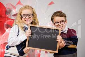 Composite image of pupils showing chalkboard