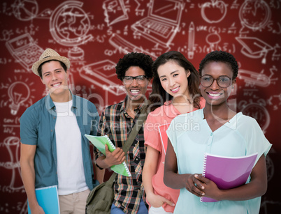 Composite image of stylish students smiling at camera together