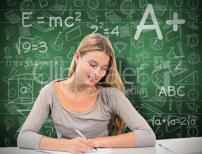 Composite image of student working
