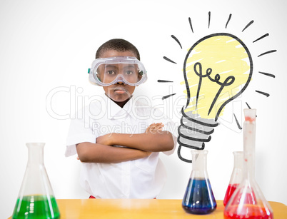 Composite image of pupil conducting science experiment