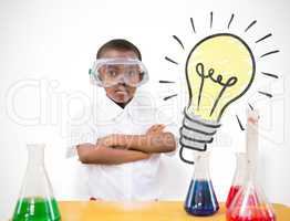Composite image of pupil conducting science experiment