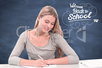 Composite image of student working