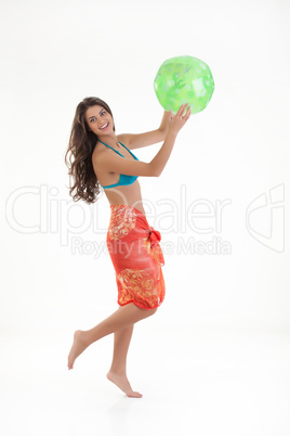 Young Woman Playing With A Ball