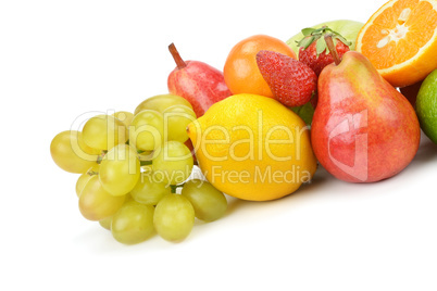 set of fruits isolated on white background