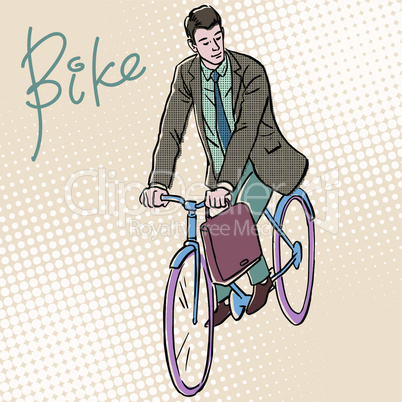 Businessman on Bicycle retro style pop art