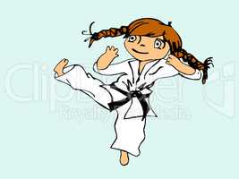 Little girl training karate