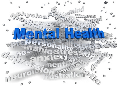 3d image Mental health word cloud concept