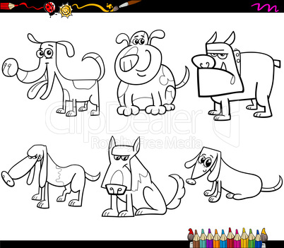 dogs set cartoon coloring page