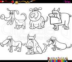 dogs set cartoon coloring page