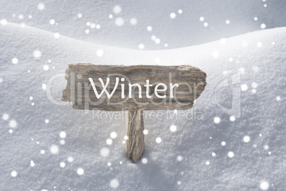 Christmas Sign Snow And Snowflakes Winter