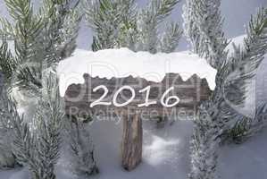 Christmas Sign Snow Fir Tree Branch Text 2016