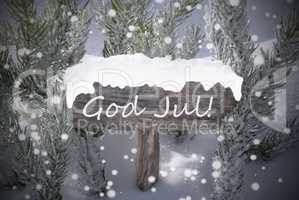 Sign Snowflakes Fir Tree God Jul Mean Merry Christmas