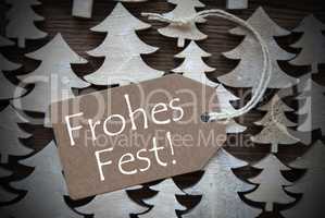 Brown Label With Frohes Fest Means Merry Christmas