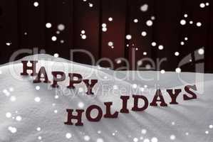 Christmas Word Happy Holidays Snow With Snowflakes