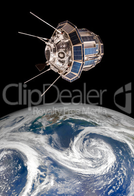 Space satellite over the planet earth