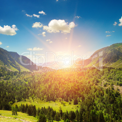 beautiful mountain landscape and sunrise