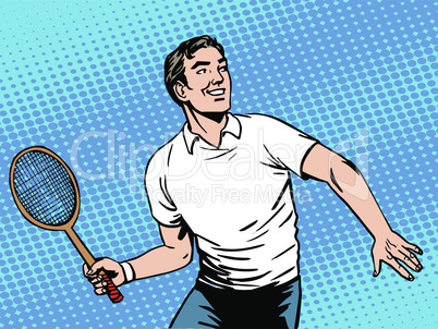 Handsome man playing tennis