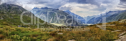 View on Hasli valley from Grimselpass, Bern canton, Switzerland