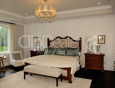 Elegant bedroom in a new house.