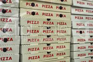 Pizzakartons eines Pizzalieferservices