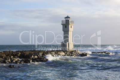 Lighthouse at the port of Akranes, Iceland