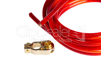 Copper electric power cable and positive contact terminal CAR ba