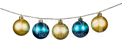 Golden and blue Christmas balls