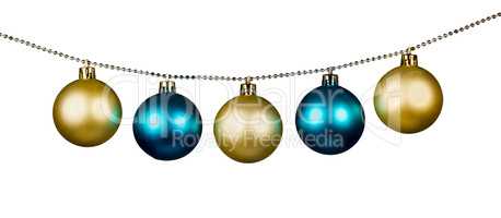 Golden and blue Christmas balls