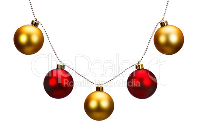 Golden and red Christmas balls