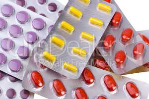 Medicine pills and capsules packed in blisters
