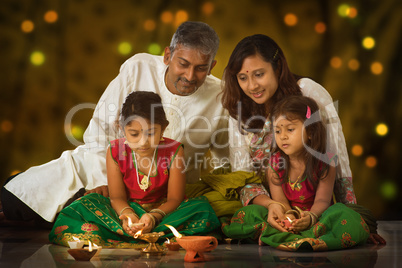 Family celebrating Diwali