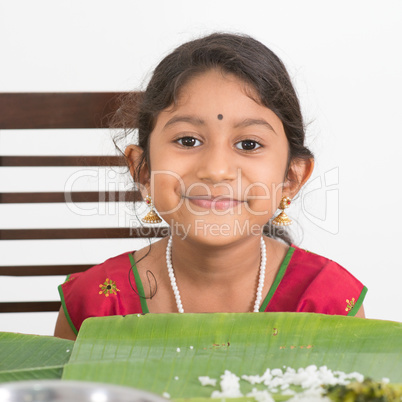 Indian girl dining